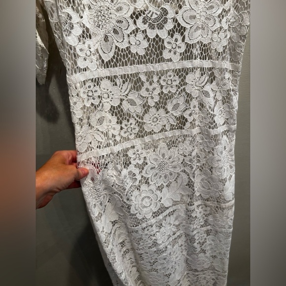 For Love And Lemons White Long Sleeve Dress detailed lace feminine vacation - Picture 7 of 16